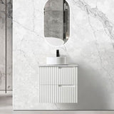 Noosa 600mm Satin White Wall Hung Vanity with Mont Blanc Top 12TH