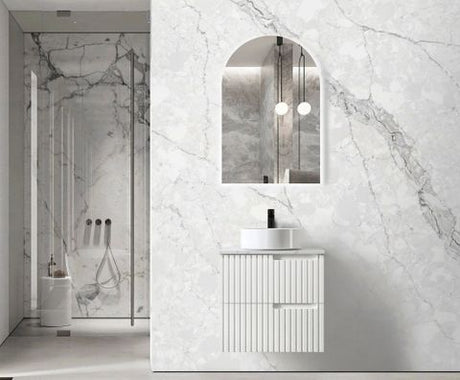 Noosa 600mm Satin White Wall Hung Vanity with Mont Blanc Top 12TH — detail 6