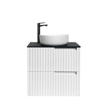 Noosa 600mm Satin White Wall Hung Vanity with Empire Black Top 10TH