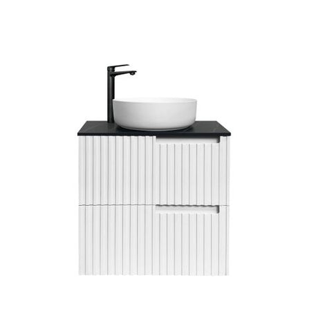Noosa 600mm Satin White Wall Hung Vanity with Empire Black Top 10TH