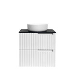 Noosa 600mm Satin White Wall Hung Vanity with Empire Black Top NTH