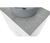 Noosa 600mm Satin White Wall Hung Vanity with Amani Grey Top 12TH — detail 2