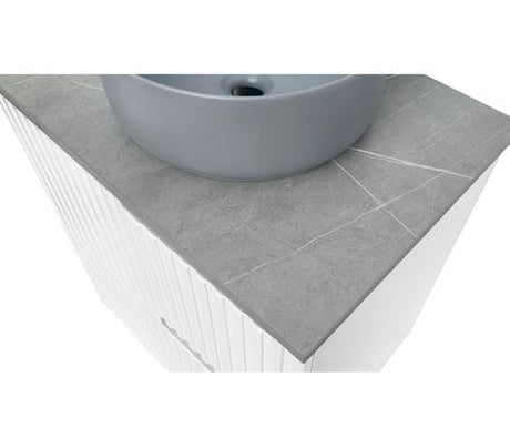 Noosa 600mm Satin White Wall Hung Vanity with Amani Grey Top 12TH — detail 2