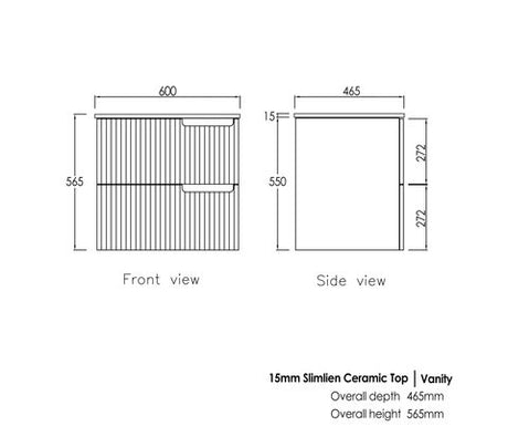 Noosa 600mm Satin White Wall Hung Vanity with Amani Grey Top 12TH — detail 4