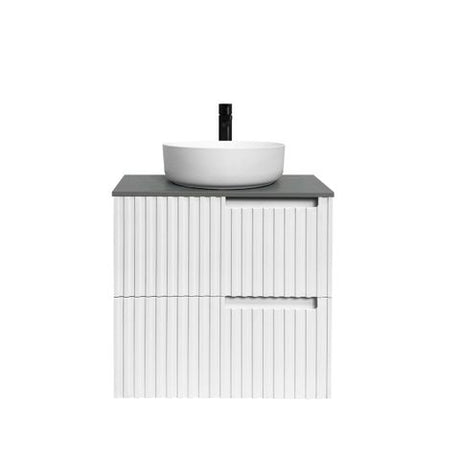Noosa 600mm Satin White Wall Hung Vanity with Amani Grey Top 12TH — detail 5