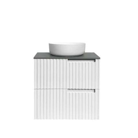 Noosa 600mm Satin White Wall Hung Vanity with Amani Grey Top NTH — detail 5