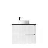 Noosa 750mm Satin White Wall Hung Vanity with Empire Black Top 10TH