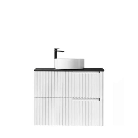 Noosa 750mm Satin White Wall Hung Vanity with Empire Black Top 10TH