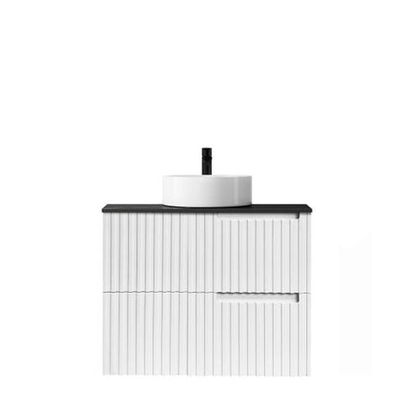 Noosa 750mm Satin White Wall Hung Vanity with Empire Black Top 12TH — detail 2
