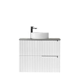 Noosa 750mm Satin White Wall Hung Vanity with Amani Grey Top 10TH