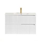 Noosa 900mm Satin White Wall Hung Vanity with Ceramic Top