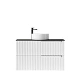Noosa 900mm Satin White Wall Hung Vanity with Empire Black Top 10TH