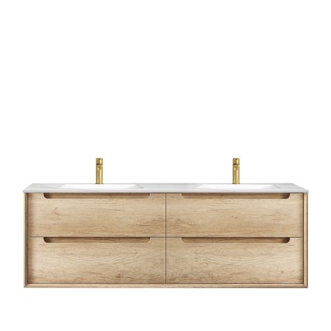 Byron 1500mm Natural Oak Wall Hung Vanity with Mont Blanc 60mm Top 12TH — detail 2