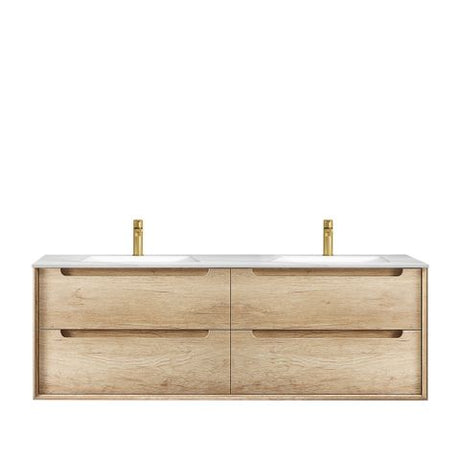 Byron 1500mm Natural Oak Wall Hung Vanity with Mont Blanc 60mm Top 12TH — detail 2