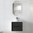 Byron 600mm Black Oak Wall Hung Vanity with Mont Blanc Top 12TH