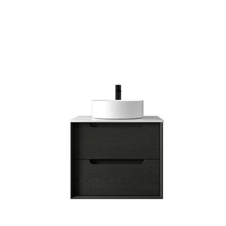 Byron 600mm Black Oak Wall Hung Vanity with Mont Blanc Top 12TH — detail 2