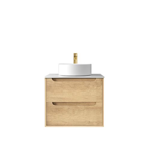 Byron 600mm Natural Oak Wall Hung Vanity with Mont Blanc Top 12TH — detail 2
