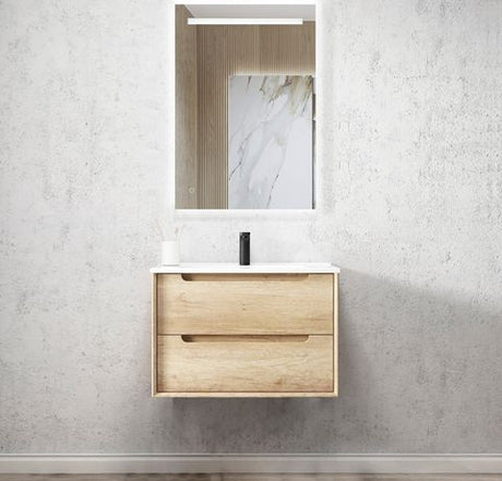 Byron 750mm Natural Oak Wall Hung Vanity with Mont Blanc 60mm Top 12TH — detail 3