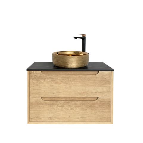 Byron 750mm Natural Oak Wall Hung Vanity with Mont Blanc 60mm Top 12TH — detail 5