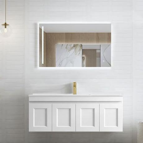 Hampton Mark II 1200mm Satin White Wall Hung Vanity with Ceramic Top