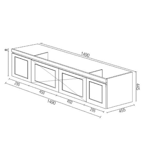 Hampton Mark II 1500mm Satin White Wall Hung Vanity with Mont Blanc Top 12TH — detail 2