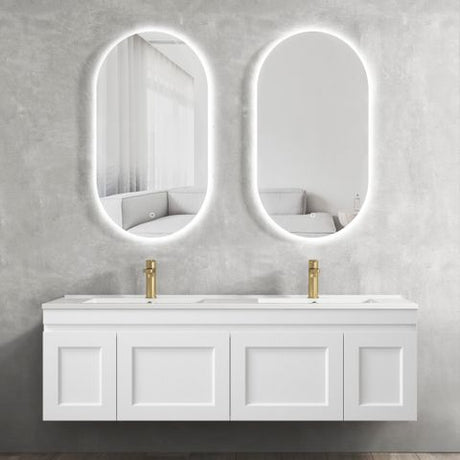 Hampton Mark II 1500mm Satin White Wall Hung Vanity with Mont Blanc Top 12TH — detail 3