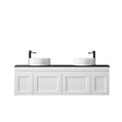 Hampton Mark II 1500mm Satin White Wall Hung Vanity with Empire Black Top 10 & 2TH