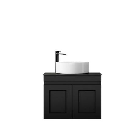 Hampton Mark II 600mm Satin Black Wall Hung Vanity with Empire Black Top 10TH