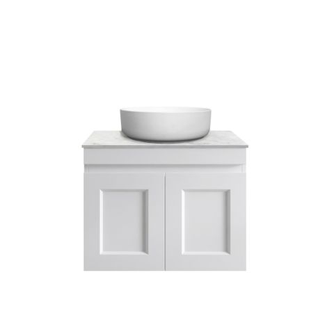 Hampton Mark II 600mm Satin White Wall Hung Vanity with Mont Blanc Top 12TH — detail 4
