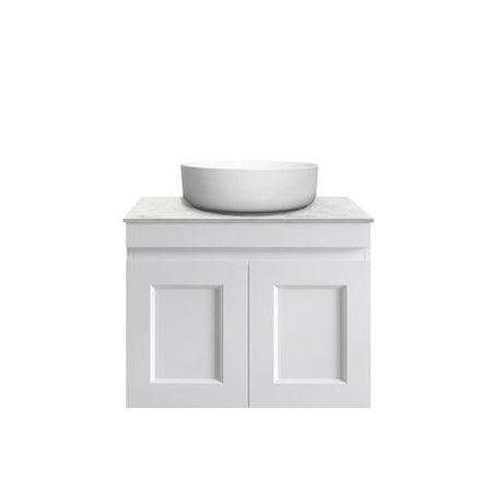 Hampton Mark II 600mm Satin White Wall Hung Vanity with Mont Blanc Top 12TH — detail 4