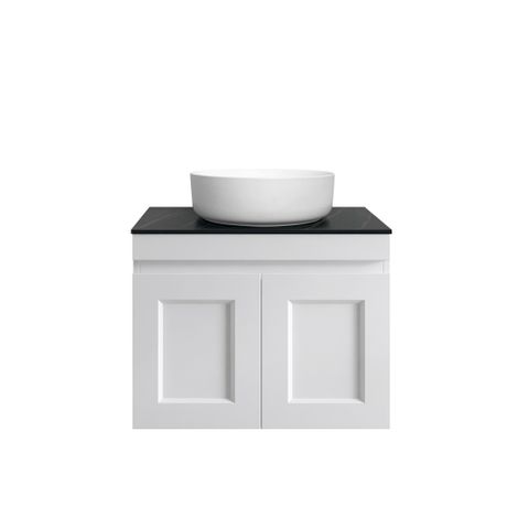Hampton Mark II 600mm Satin White Wall Hung Vanity with Mont Blanc Top 12TH — detail 5