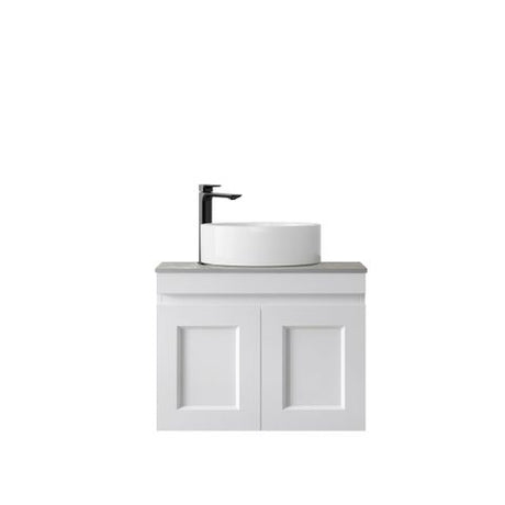 Hampton Mark II 600mm Satin White Wall Hung Vanity with Amani Grey Top 10TH