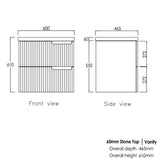 Noosa 600mm Satin White Wall Hung Vanity with Mont Blanc 60mm Top 2TH — detail 5