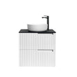 Noosa 600mm Satin White Wall Hung Vanity with Empire Black Top 2TH