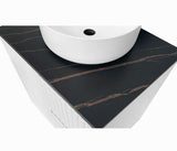 Noosa 600mm Satin White Wall Hung Vanity with Empire Black Top 2TH — detail 3