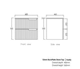 Noosa 600mm Satin White Wall Hung Vanity with Amani Grey Top 2TH — detail 4