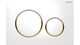 Sigma20 Dual Flush Button Round White With Gold Trim