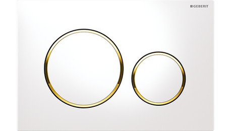 Sigma20 Dual Flush Button Round White With Gold Trim