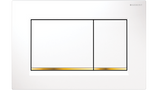 Sigma30 Dual Flush Button Square White With Gold Trim