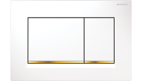 Sigma30 Dual Flush Button Square White With Gold Trim
