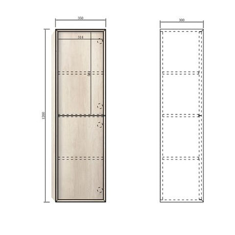 Byron Tall Boy 350x300x1200 Natural Oak — detail 2