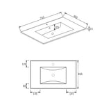 Slim Line Ceramic Top 750x460x17 with Taphole & Overflow — detail 2