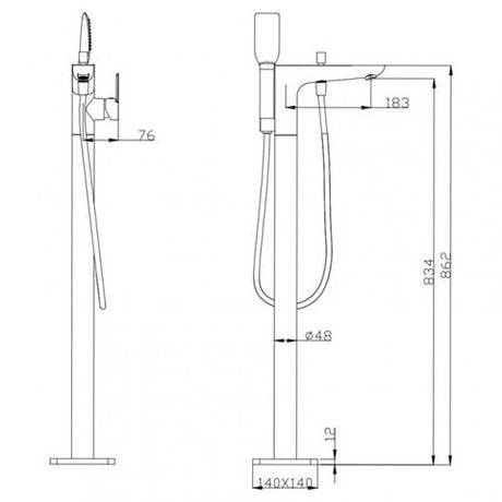 Evio Chrome Floor Standing Mixer — detail 2