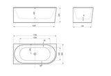 Left Corner 1700X800X600 Gloss White Bathtub NF — detail 3