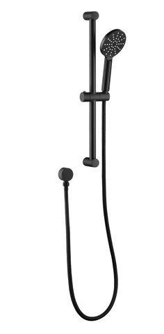 Pavia Black Shower Rail with Round Handheld Shower Piece
