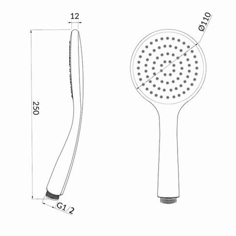 Pavia Black Shower Rail with Round Handheld Shower Piece — detail 8