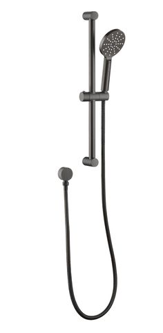 Pavia Gun Metal Shower Rail with Round Handheld Shower Piece
