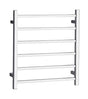 Square Stainless Steel Chrome Electric Heated Towel Rack 6 Bars Universal Inlet