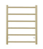 Round Stainless Steel Brushed Gold Electric Heated Towel Rack 6 Bars Universal Inlet