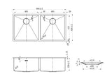Arte Sink 88D 880x450x220 Gun Metal — detail 4